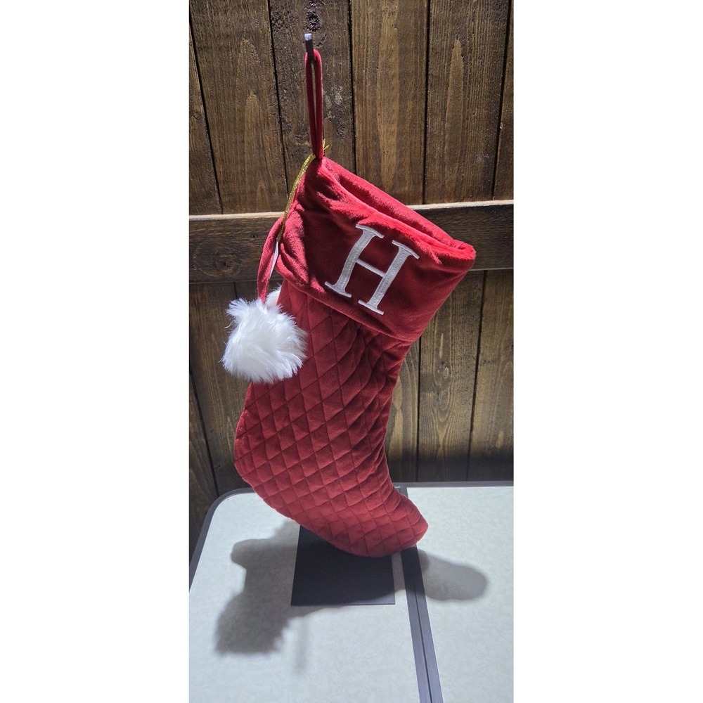 Red North Pole Trading Co Christmas Stocking Letter "H"